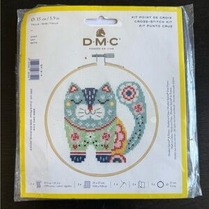DMC Cross-Stitch Kit with Cat Design
